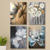 set of 4 wall art wooden Sticky phototile frames for home decoration