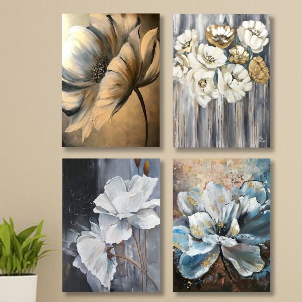 set of 4 wall art wooden Sticky phototile frames for home decoration