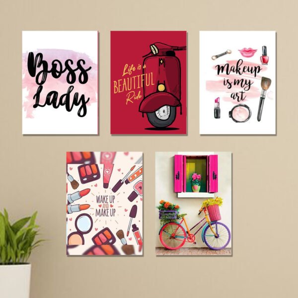 set of 5 girls room wall art sticky canvas frames / sticky phototiles