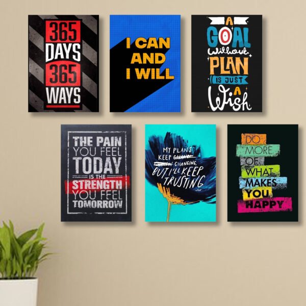 set of 6 motivational wooden sticky frames for wall art decore / sticky phototiles