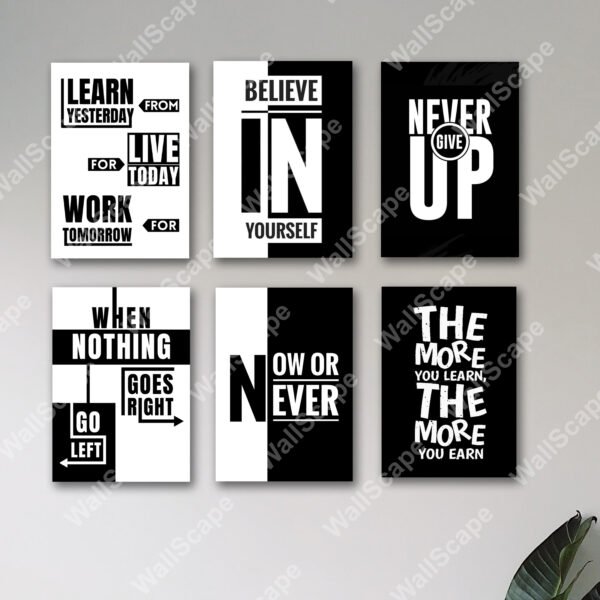 set of 6 Motivational sticky wooden frames for wall decore / sticky phototiles for motivation