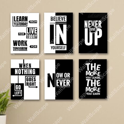 set of 6 Motivational sticky wooden frames for wall decore / sticky phototiles for motivation