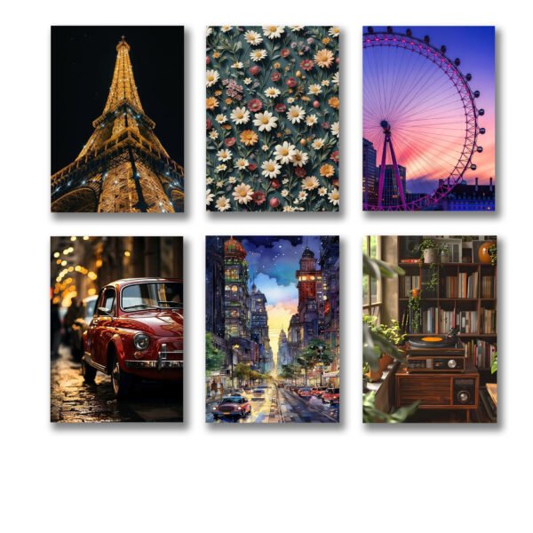 set of 6 wooden canvas sticky frames for wall art decore / sticky phototiles