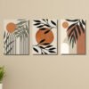 set of 3 boho art wooden frames for wall decoration / sticky photo tiles