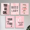 set of 5 girls room motivational wall art wooden sticky Phototile frames