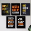 set of 5 Motivational sticky  wooden canvas frames for wall decore / sticky phototiles for office home workplace