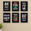 set of 6 motivational wooden sticky frames for wall art decore / sticky phototiles