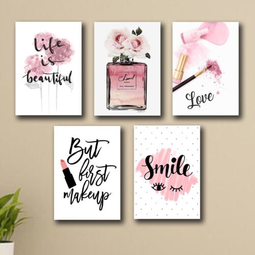 set of 5 girls room motivational wall art wooden sticky Phototile frames