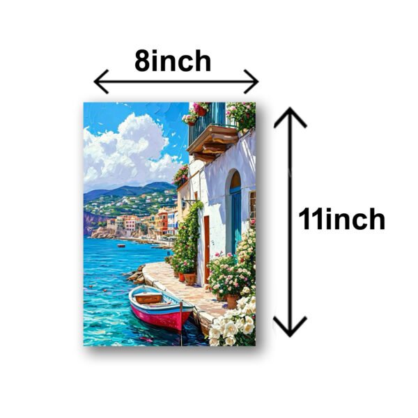 set of 5 italian mediterranean vintage homes aesthetic art themed wall art wooden sticky Phototile frames for wall home and girls room decoration