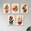 set of 5 abstract art wooden sticky phototile frames for wall decoration