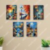 set of 5 trending aesthetic night art decore wall art wooden sticky poster frame / Phototile frames