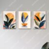 set of 3 boho abstract art aesthetic wooden sticky phototile frames for wall decoration