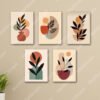 set of 5 abstract art wooden sticky phototile frames for wall decoration