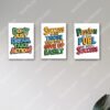 set of 3 motivational wooden frames for wall decoration / sticky photo tiles