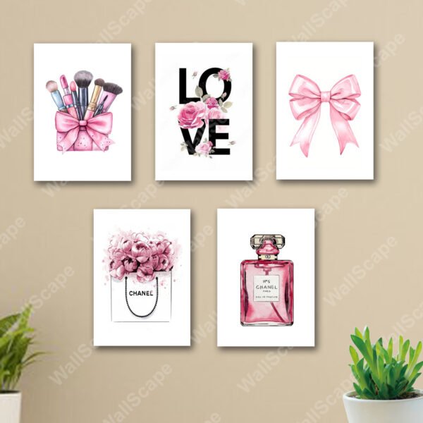 set of 5 trending aesthetic make up themed girls fashion chanel pookie phototile frames