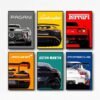 set of 6 sports car motivation wooden sticky frames for wall art decore / sticky phototiles