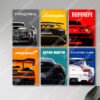 set of 6 sports car motivation wooden sticky frames for wall art decore / sticky phototiles